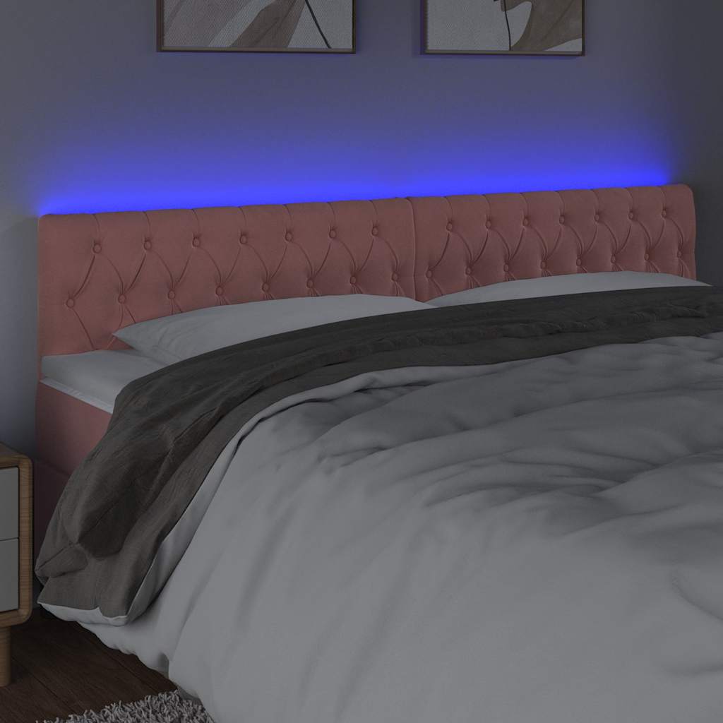 Vidaxl hoofdbord led 180x7x78 88 cm fluweel roze