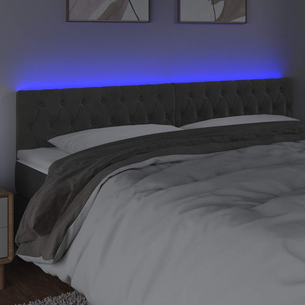 Vidaxl hoofdbord led 200x7x78 88 cm fluweel donkergrijs