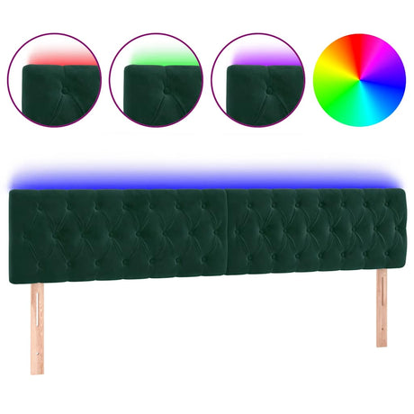 Vidaxl hoofdbord led 200x7x78 88 cm fluweel donkergroen