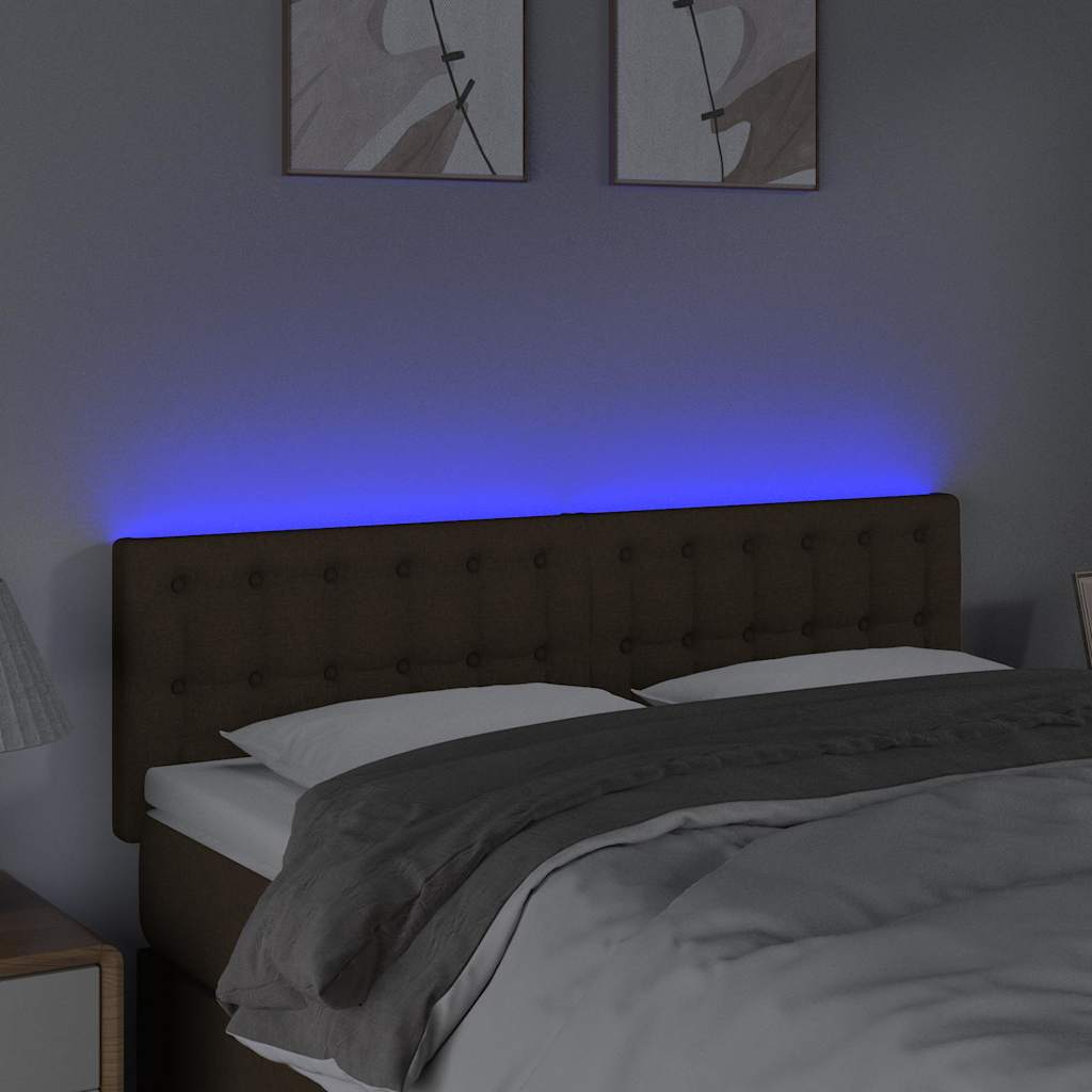 Vidaxl hoofdbord led 144x5x78 88 cm stof donkerbruin