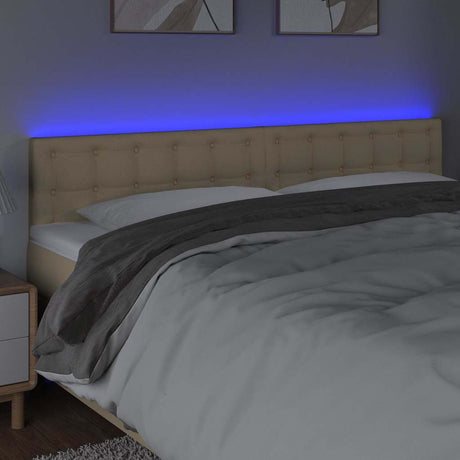 Vidaxl hoofdbord led 160x5x78 88 cm stof crèmekleurig