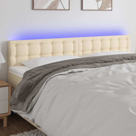 Vidaxl hoofdbord led 160x5x78 88 cm stof crèmekleurig