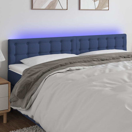 Vidaxl hoofdbord led 160x5x78 88 cm stof blauw
