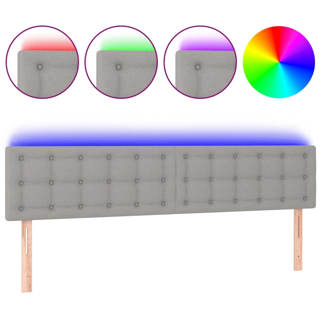 Vidaxl hoofdbord led 180x5x78 88 cm stof lichtgrijs