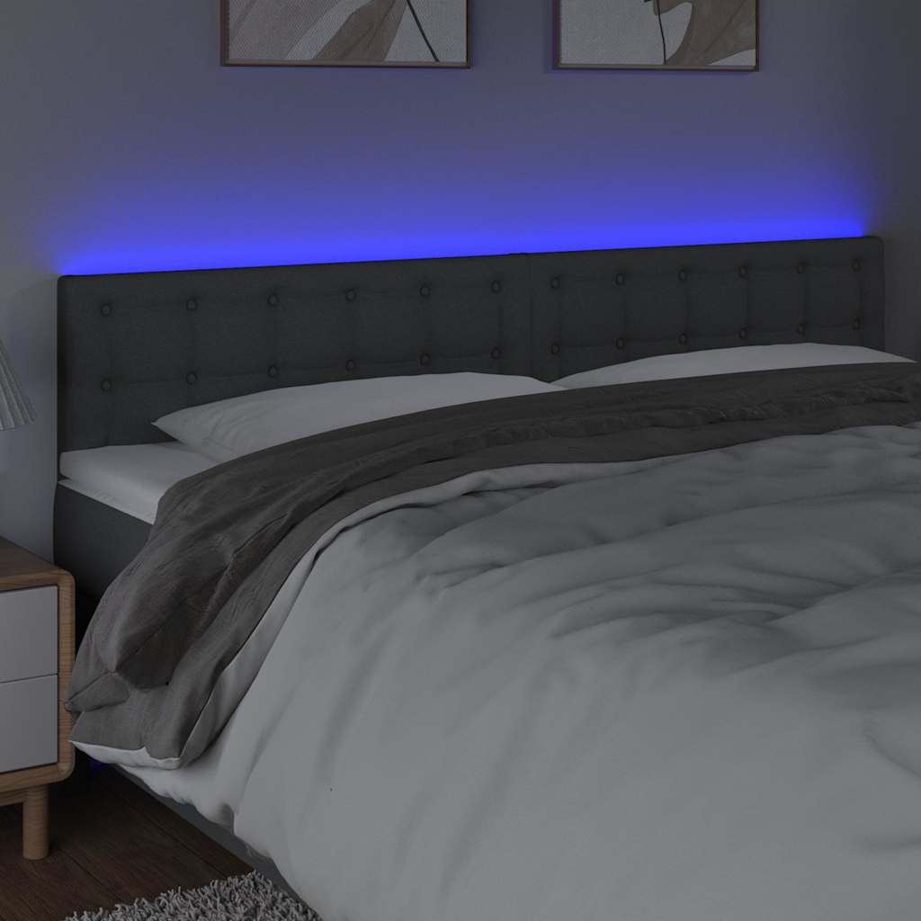 Vidaxl hoofdbord led 180x5x78 88 cm stof donkergrijs