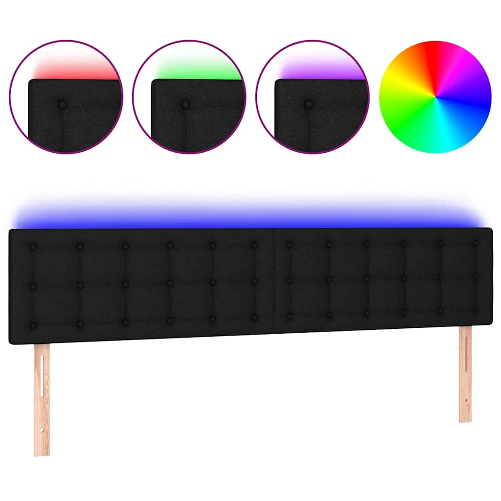 Vidaxl hoofdbord led 180x5x78 88 cm stof zwart