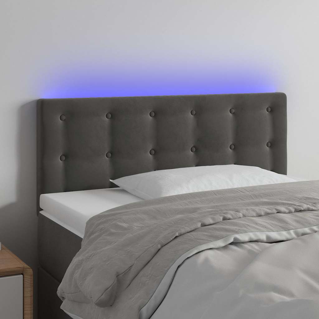 Vidaxl hoofdbord led 90x5x78 88 cm fluweel donkergrijs