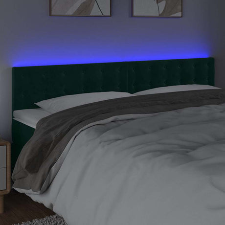 Vidaxl hoofdbord led 180x5x78 88 cm fluweel donkergroen