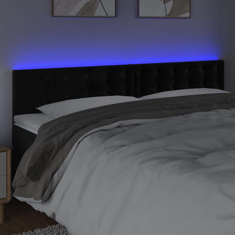 Vidaxl hoofdbord led 200x5x78 88 cm fluweel zwart