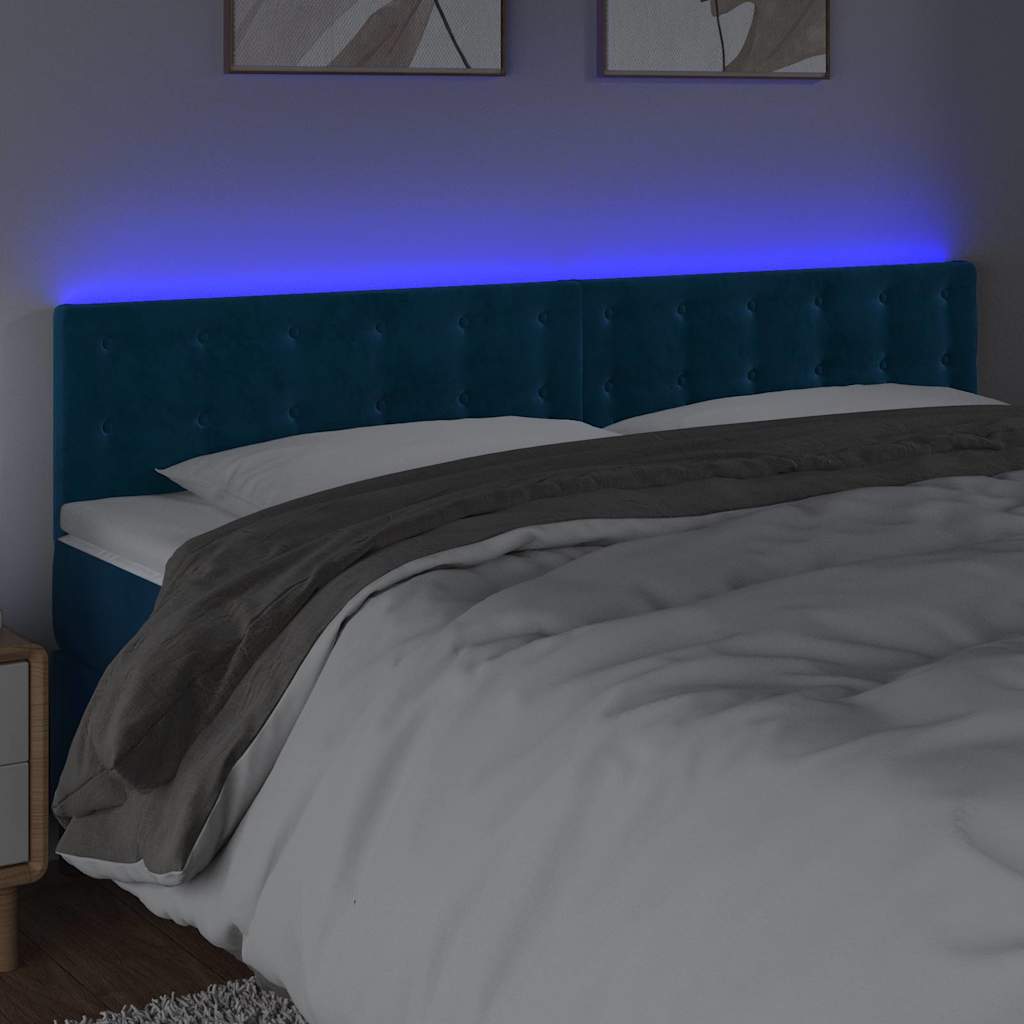 Vidaxl hoofdbord led 200x5x78 88 cm fluweel donkerblauw