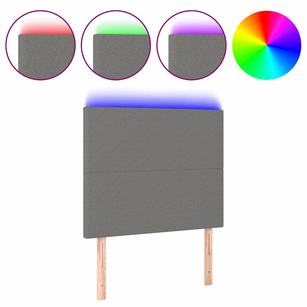 Vidaxl hoofdbord led 80x5x118 128 cm stof donkergrijs