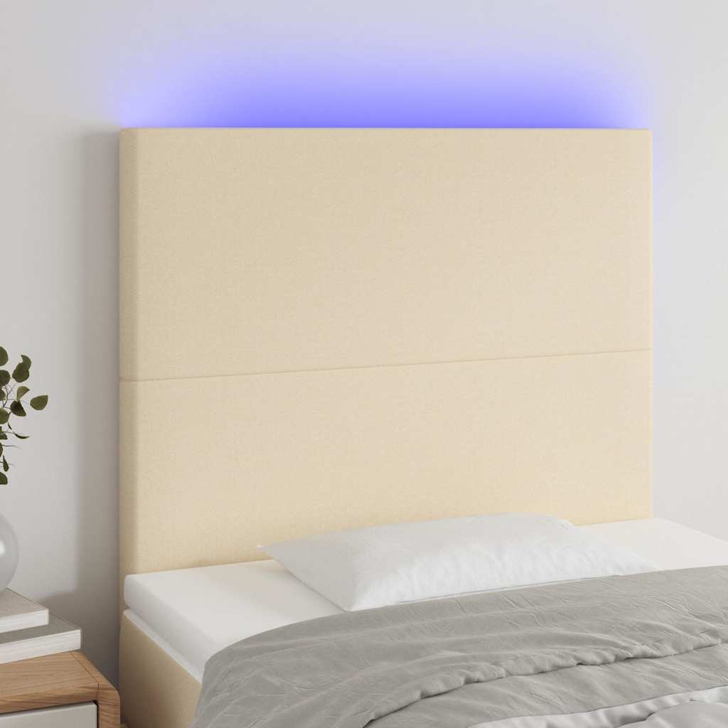 Vidaxl hoofdbord led 80x5x118 128 cm stof crèmekleurig