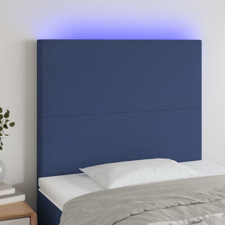 Vidaxl hoofdbord led 80x5x118 128 cm stof blauw