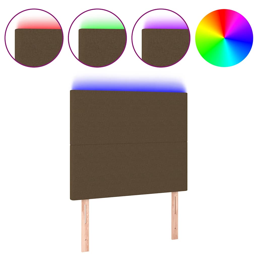 Vidaxl hoofdbord led 90x5x118 128 cm stof donkerbruin