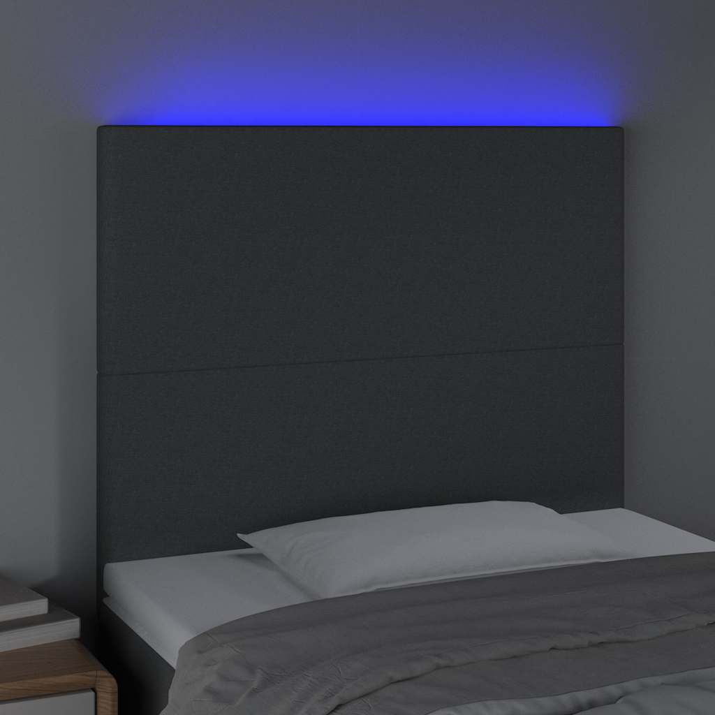 Vidaxl hoofdbord led 100x5x118 128 cm stof donkergrijs