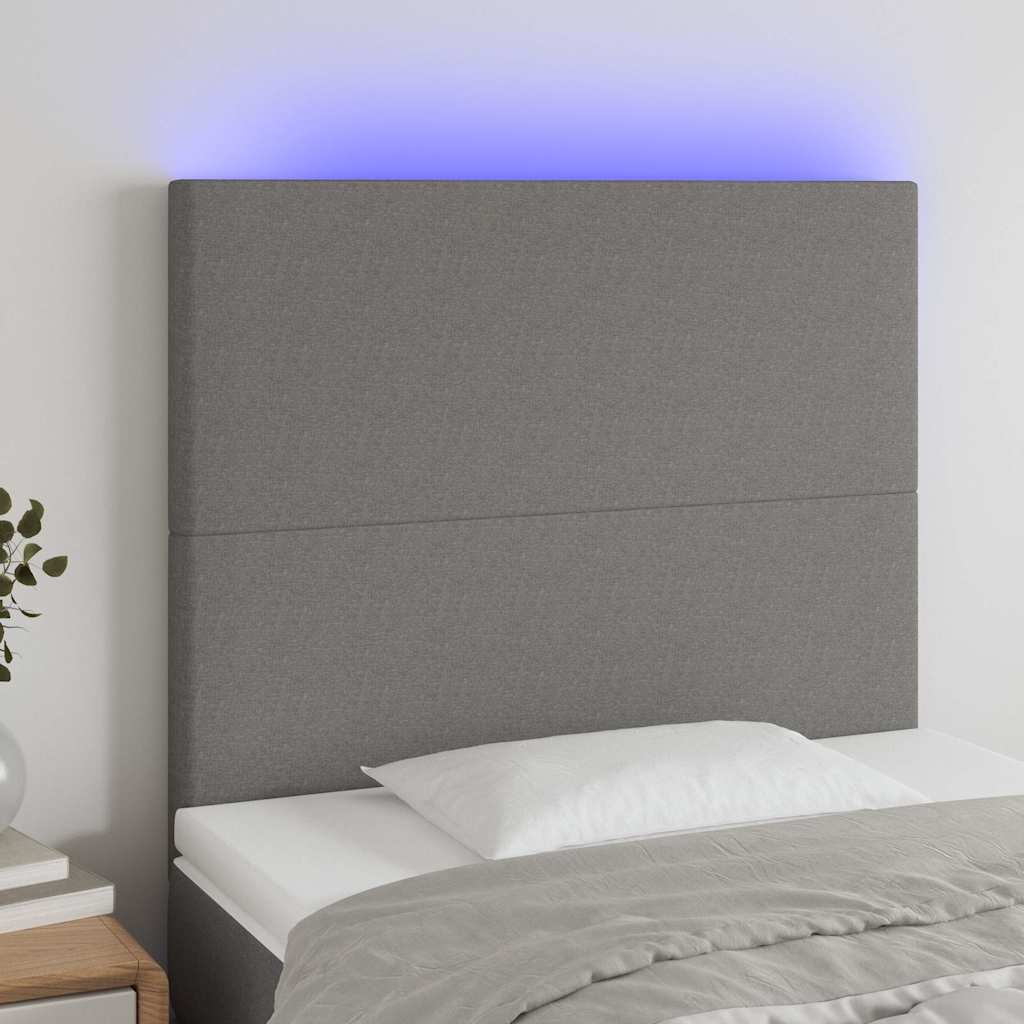 Vidaxl hoofdbord led 100x5x118 128 cm stof donkergrijs