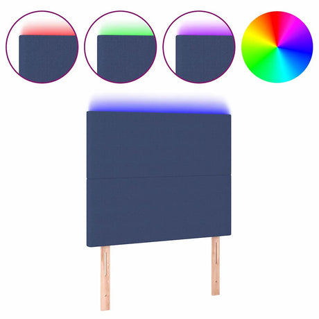 Vidaxl hoofdbord led 100x5x118 128 cm stof blauw