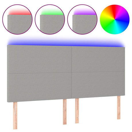 Vidaxl hoofdbord led 160x5x118 128 cm stof lichtgrijs