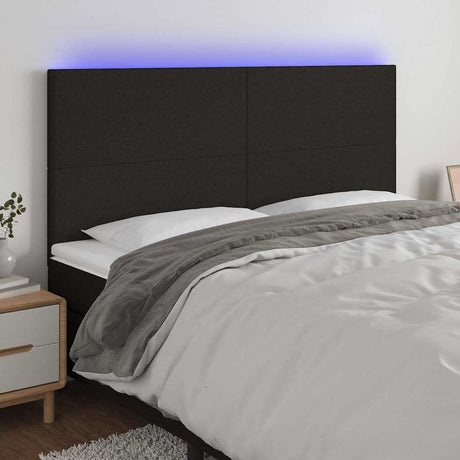 Vidaxl hoofdbord led 180x5x118 128 cm stof zwart