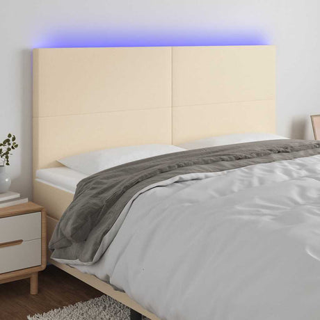 Vidaxl hoofdbord led 180x5x118 128 cm stof crèmekleurig