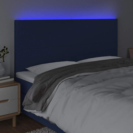 Vidaxl hoofdbord led 180x5x118 128 cm stof blauw