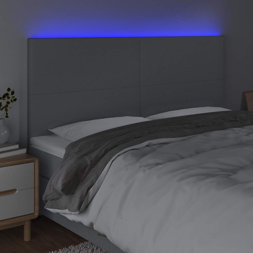 Vidaxl hoofdbord led 200x5x118 128 cm stof lichtgrijs