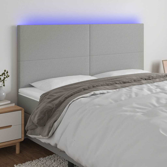 Vidaxl hoofdbord led 200x5x118 128 cm stof lichtgrijs