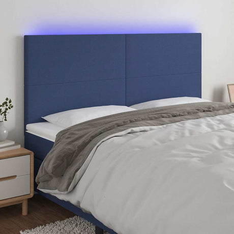 Vidaxl hoofdbord led 200x5x118 128 cm stof blauw