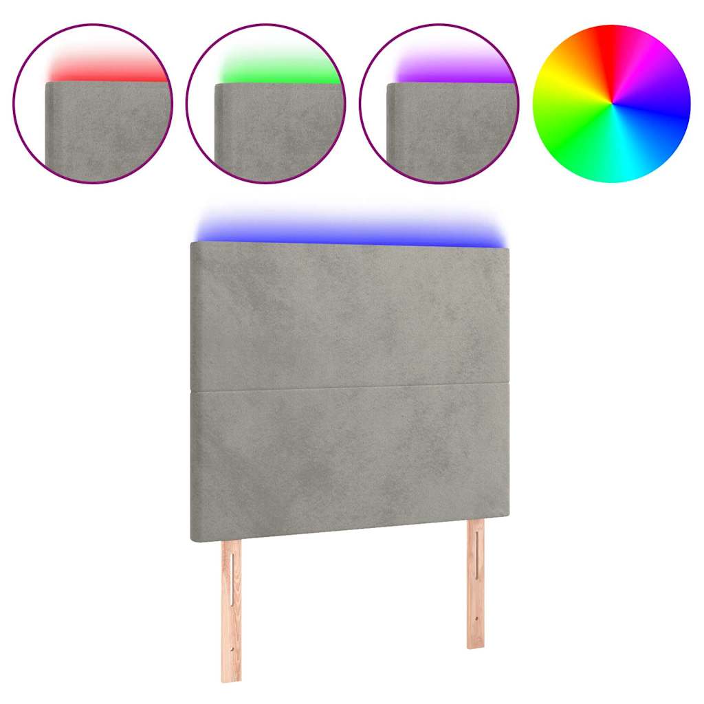 Vidaxl hoofdbord led 80x5x118 128 cm fluweel lichtgrijs