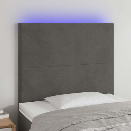 Vidaxl hoofdbord led 80x5x118 128 cm fluweel donkergrijs