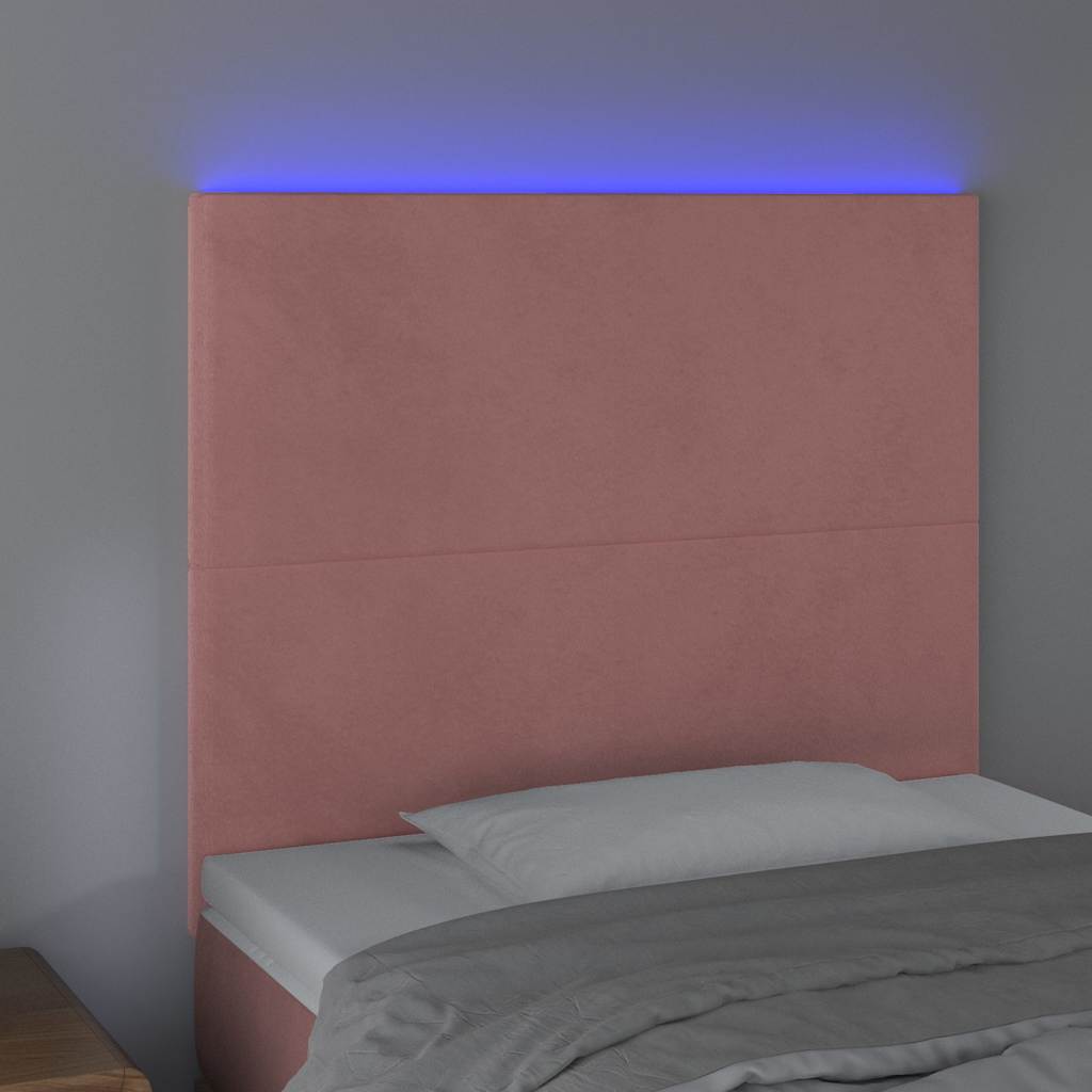 Vidaxl hoofdbord led 90x5x118 128 cm fluweel roze