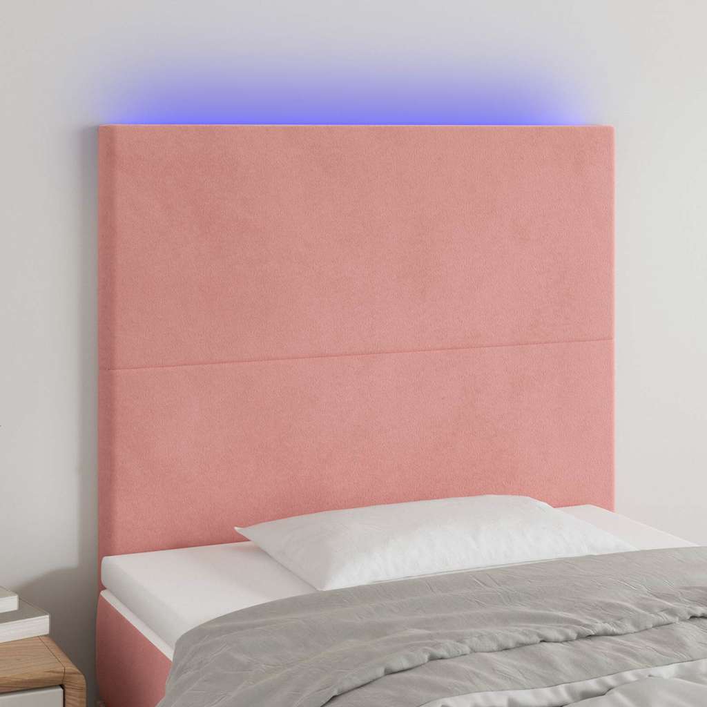 Vidaxl hoofdbord led 90x5x118 128 cm fluweel roze