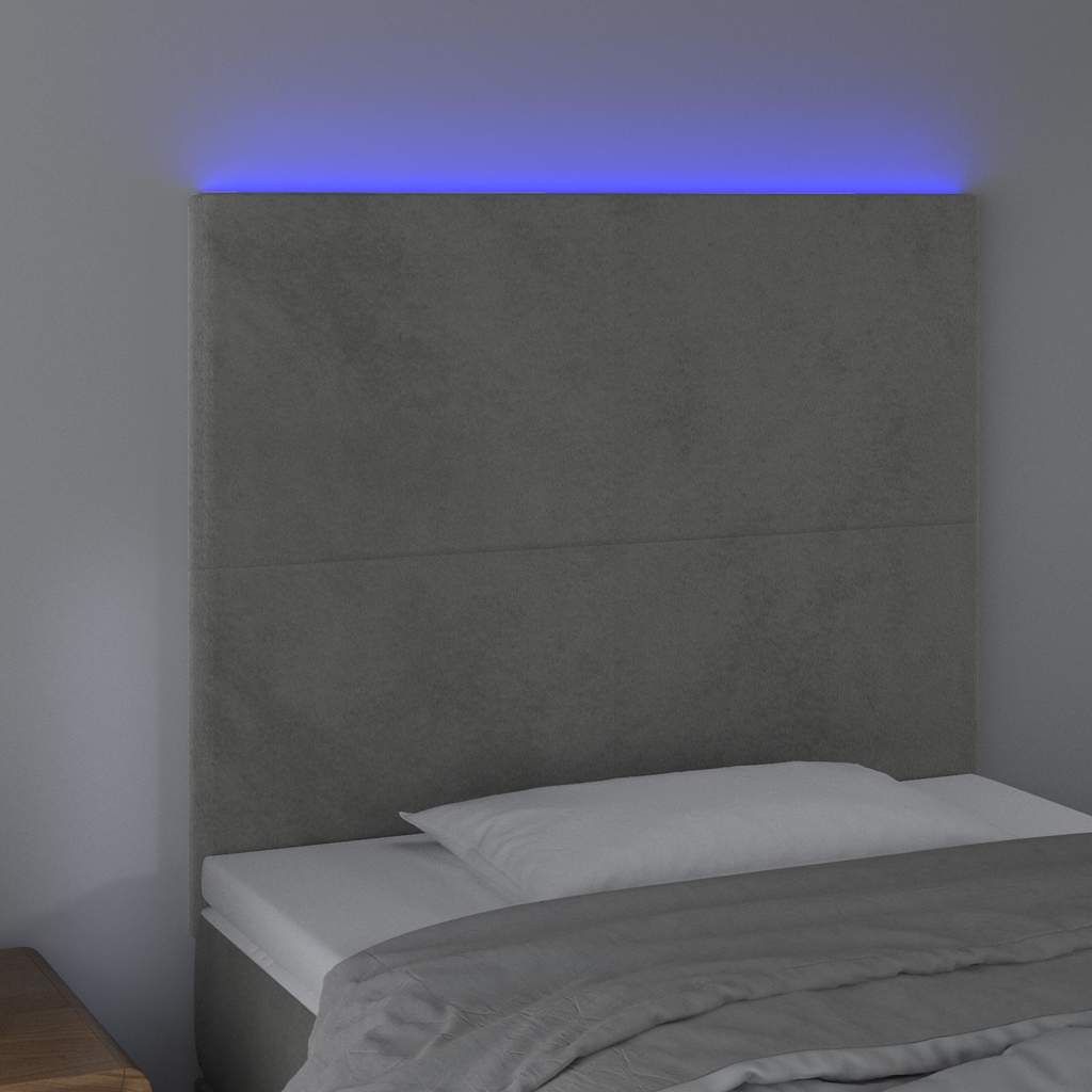 Vidaxl hoofdbord led 100x5x118 128 cm fluweel lichtgrijs