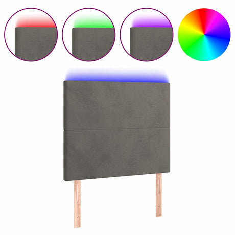 Vidaxl hoofdbord led 100x5x118 128 cm fluweel donkergrijs
