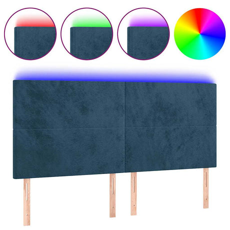 Vidaxl hoofdbord led 160x5x118 128 cm fluweel donkerblauw