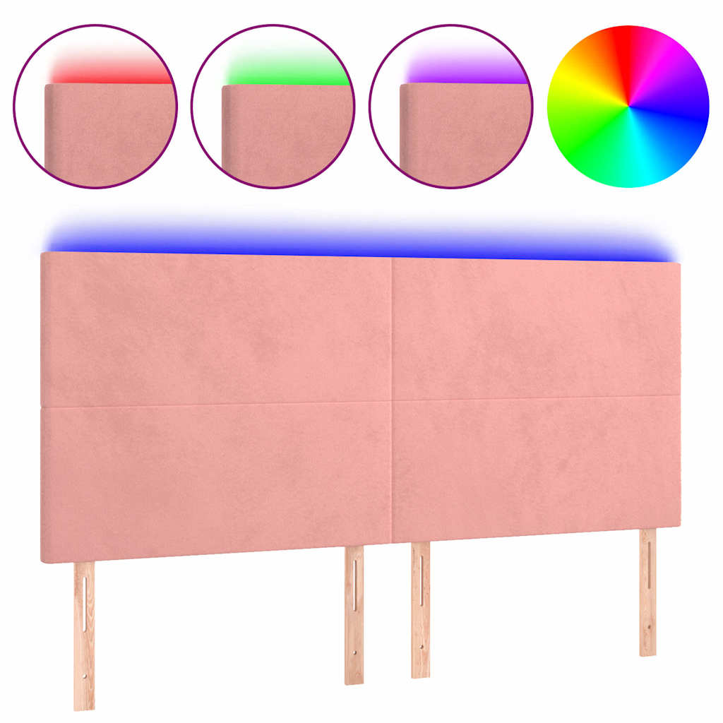 Vidaxl hoofdbord led 160x5x118 128 cm fluweel roze
