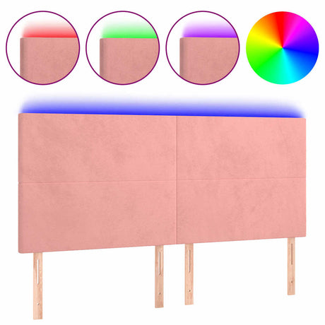 Vidaxl hoofdbord led 160x5x118 128 cm fluweel roze