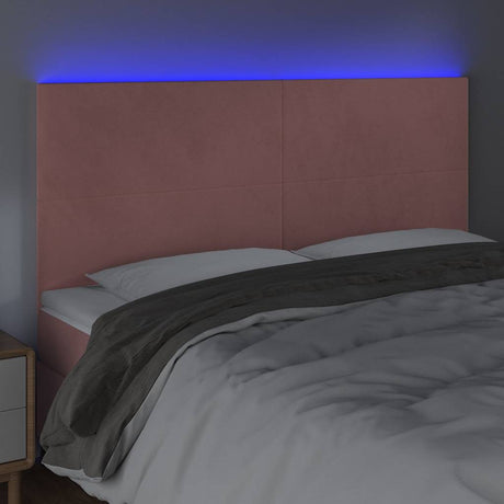 Vidaxl hoofdbord led 160x5x118 128 cm fluweel roze