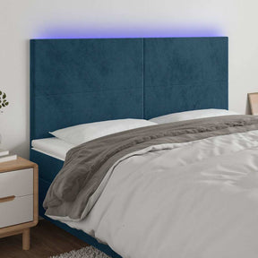 Vidaxl hoofdbord led 180x5x118 128 cm fluweel donkerblauw