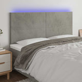 Vidaxl hoofdbord led 200x5x118 128 cm fluweel lichtgrijs