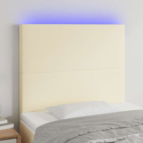 Vidaxl hoofdbord led 80x5x118 128 cm kunstleer crèmekleurig
