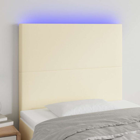 Vidaxl hoofdbord led 80x5x118 128 cm kunstleer crèmekleurig