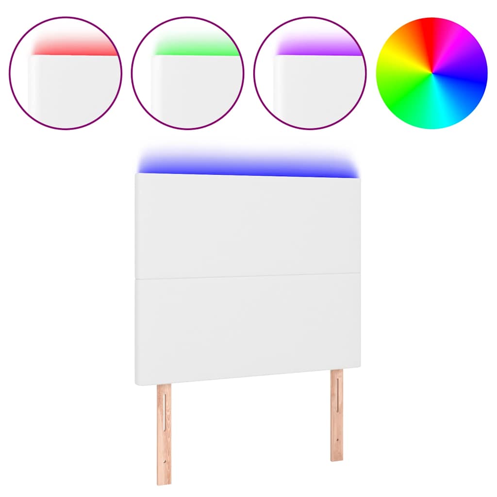Vidaxl hoofdbord led 90x5x118 128 cm kunstleer wit