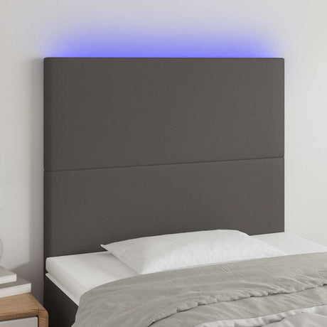 Vidaxl hoofdbord led 90x5x118 128 cm kunstleer grijs