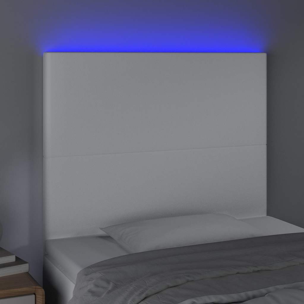 Vidaxl hoofdbord led 100x5x118 128 cm kunstleer wit
