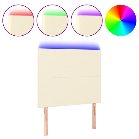 Vidaxl hoofdbord led 100x5x118 128 cm kunstleer crèmekleurig