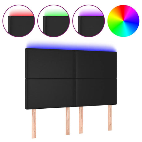Vidaxl hoofdbord led 144x5x118 128 cm kunstleer zwart