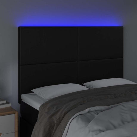 Vidaxl hoofdbord led 144x5x118 128 cm kunstleer zwart