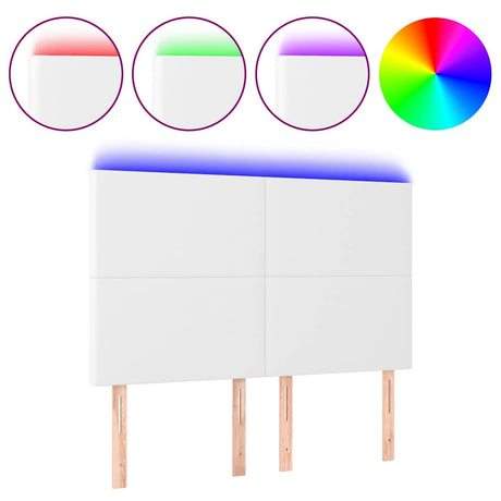 Vidaxl hoofdbord led 144x5x118 128 cm kunstleer wit