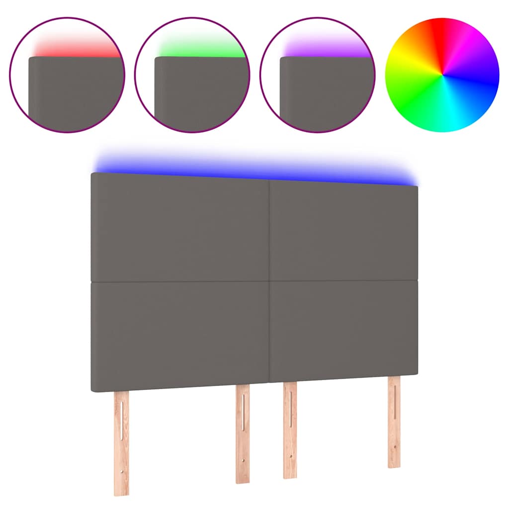 Vidaxl hoofdbord led 144x5x118 128 cm kunstleer grijs